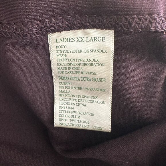 Tangerine Womens XXL Plum High-Waisted Leggings W/Ruched Side Details Stretchy F - Picture 4 of 10